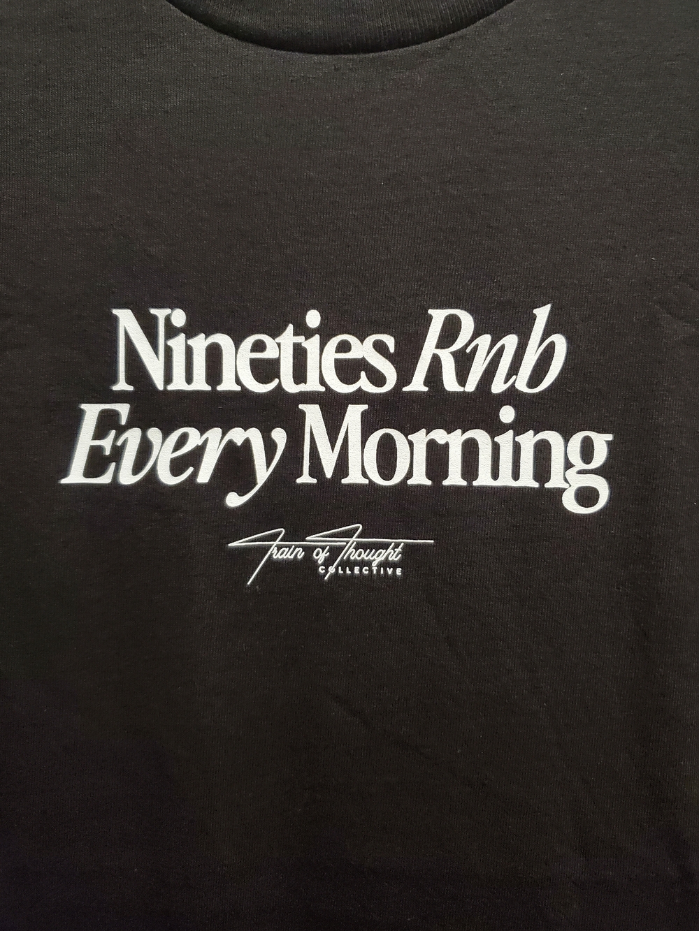 'Nineties Rnb Every Morning' Black Graphic Tee - NWOT / Small